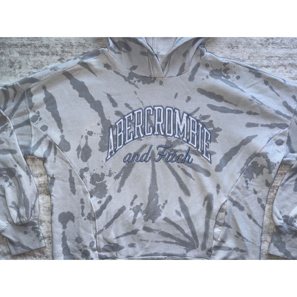 Abercrombie Kids Tie Dye Logo Hoodie Gray Size 15/16 XL Embroidered